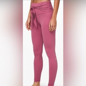 Lululemon Pink Leggings 28” with tie in front